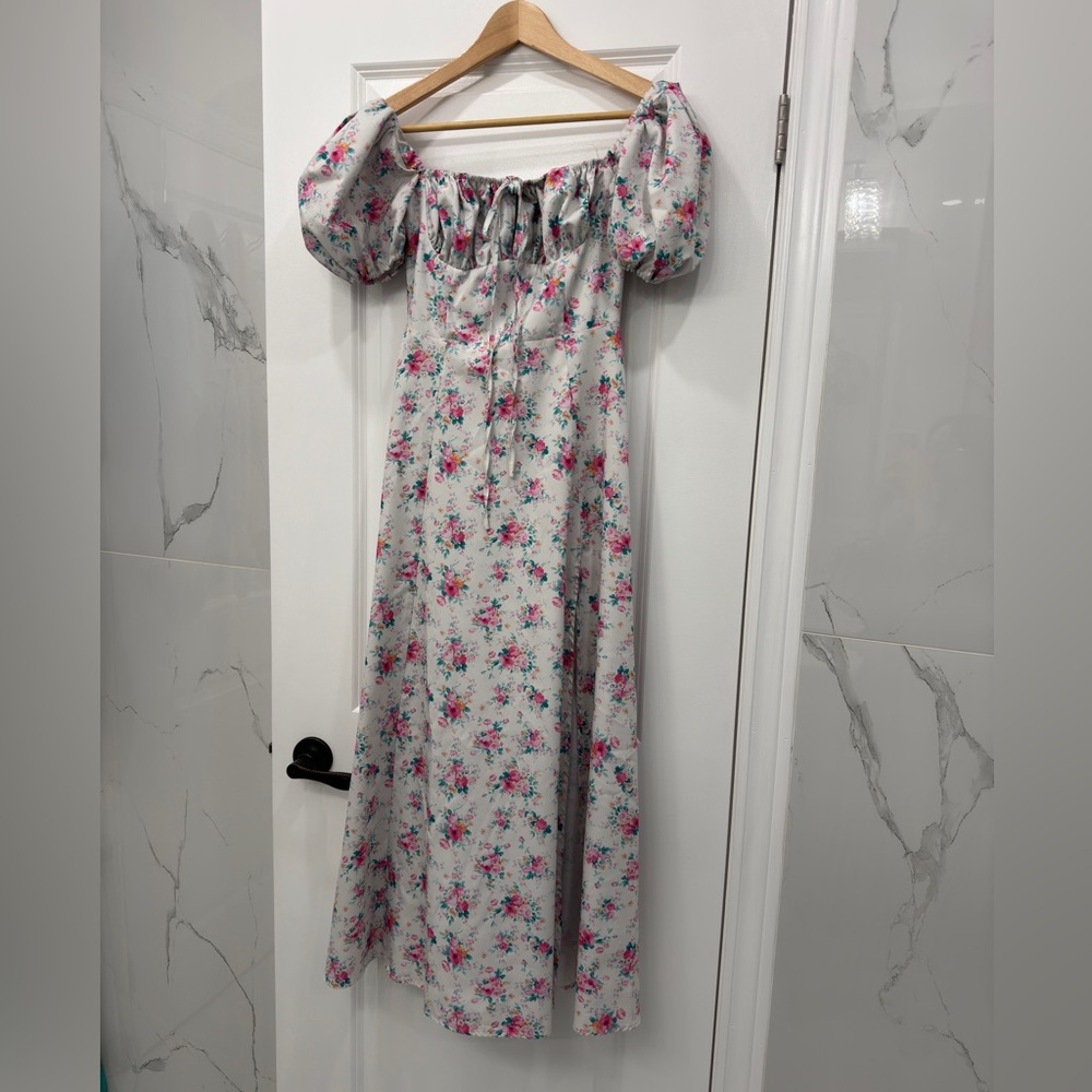 Floral Puff Sleeve Maxi Dress